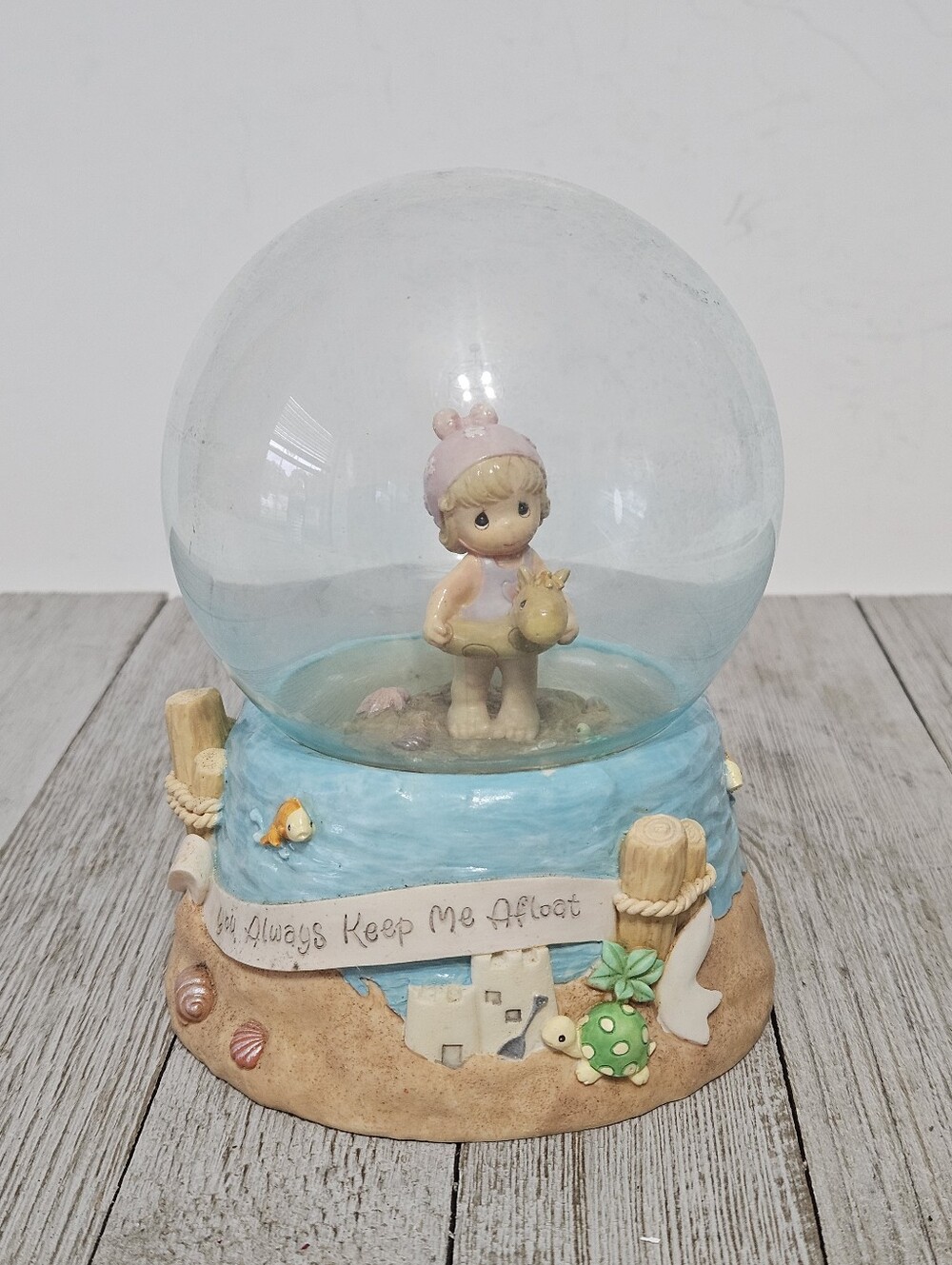 Vintage Precious Moments 5.5" You Always Keep Me Afloat Water Globe Ceramic